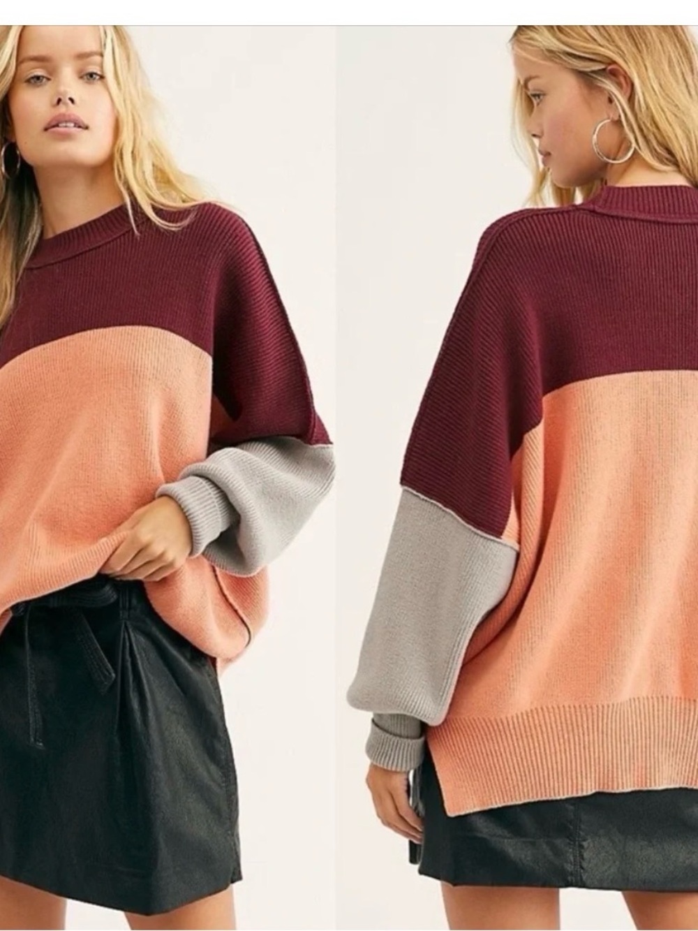 Free People Easy Street Tunic - Burgundy, Peach, Gray